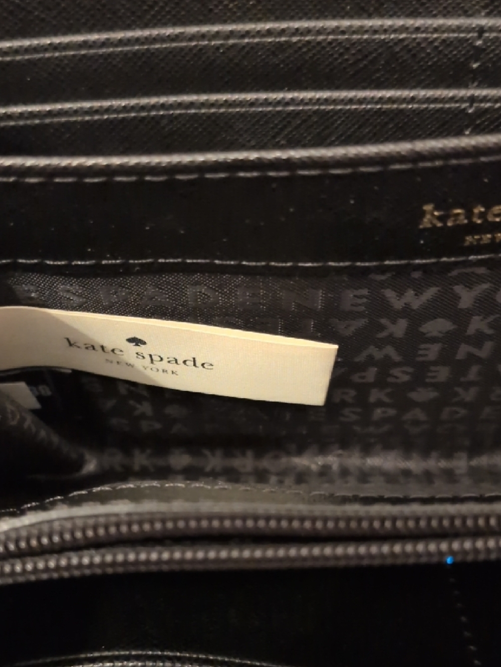 kate spade Navy, Blush & White Striped Zip Wallet - Picture 6 of 13
